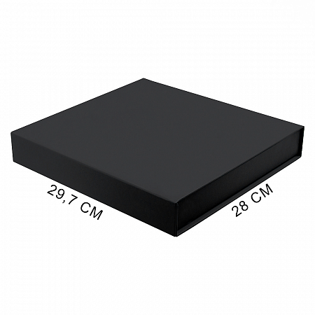 Подарочная коробка, размер 29,7*28,0*4,5 см, Solution Prestige Magnum Soft Touch с магнитным клапаном под индивидуальную вырубку, черная, с черным ложементом