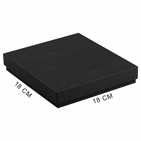 Коробка подарочная, размер 18*18*2 см, Solution Superior Linen, черная,  бежевый ложемент под ручку и прямоугольный предмет