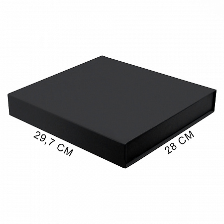 Подарочная коробка, размер 29,7*28,0*4,5 см, Solution Prestige Magnum Linen с магнитным клапаном, черная, без ложемента