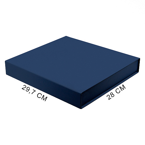 Подарочная коробка, размер 29,7*28,0*4,5 см, Solution Prestige Magnum Linen с магнитным клапаном, темно-синяя, без ложемента